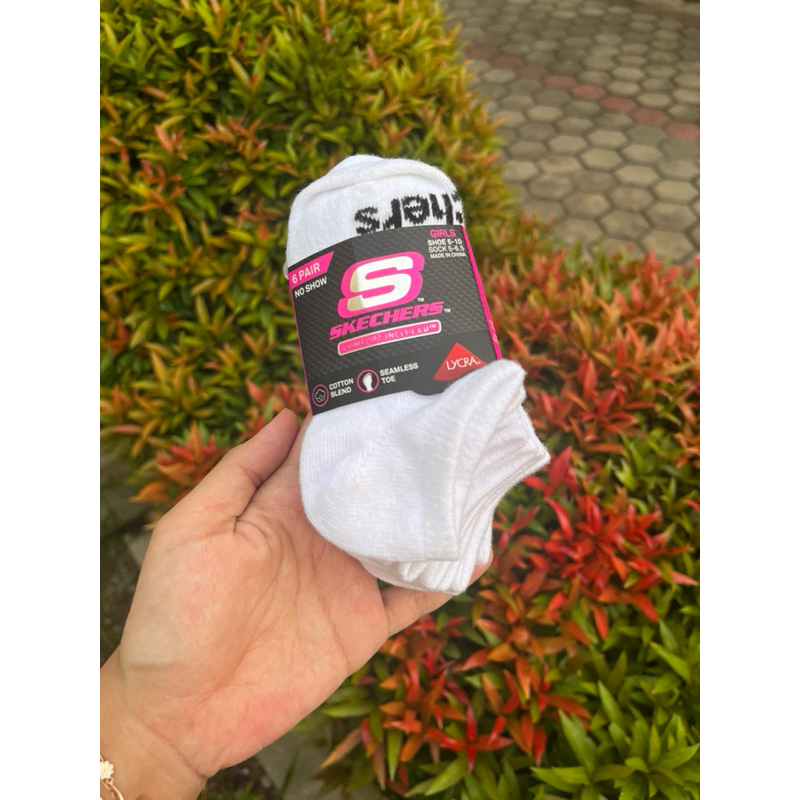 思克威爾 Skechers 女童 6PK 非毛圈無淋浴襪白色