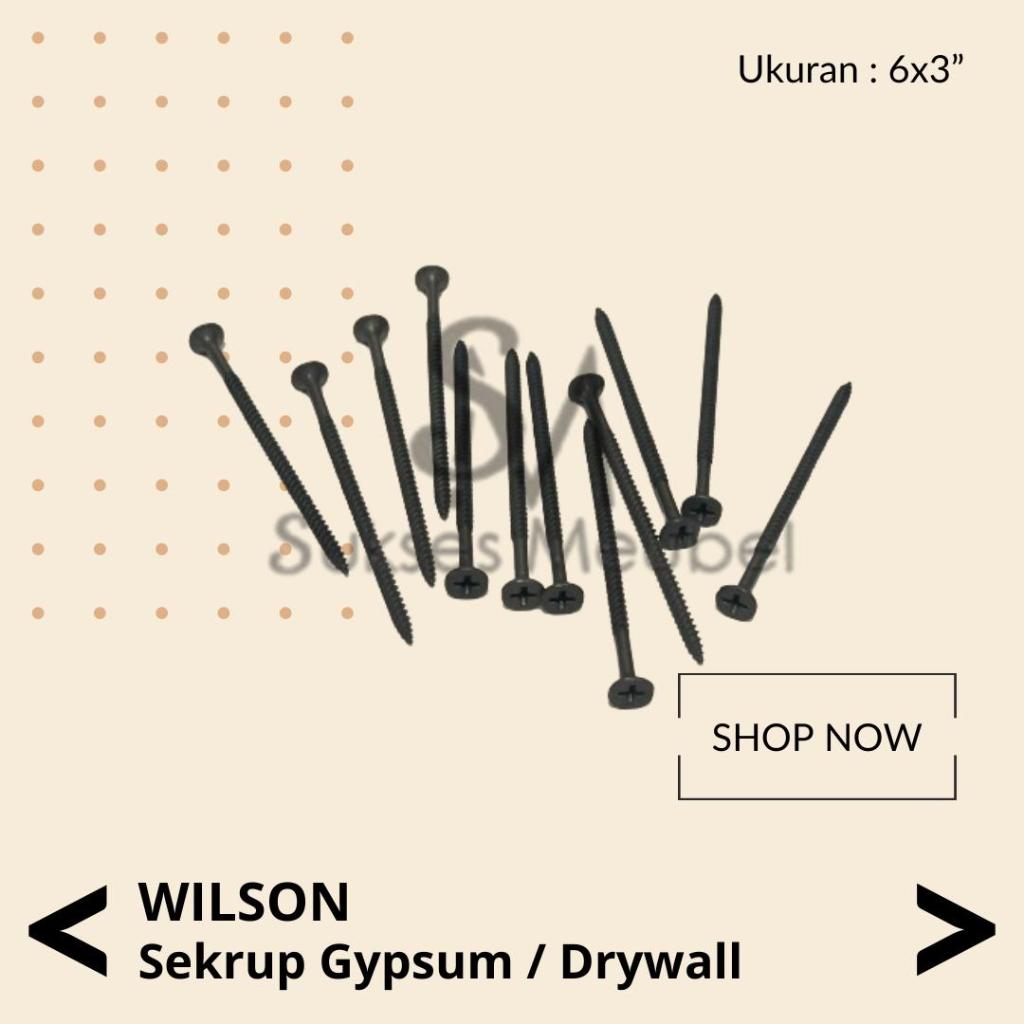 威爾遜 GYPSUM 螺絲 6X3 100 件 WILSON 幹牆螺絲 7.5 厘米