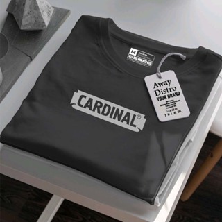 T 恤 Distro 圖案短袖標誌 Cardinal Text 銀色最新休閒上衣棉質精梳 30 年代休閒上衣男士女士