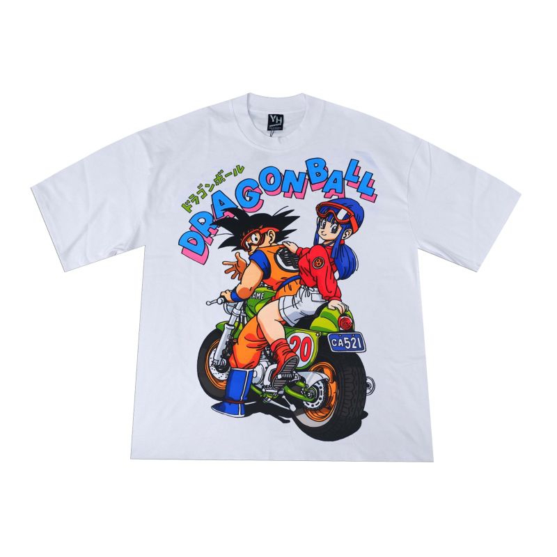 龍珠悟空智志摩托車自行車組合 20 年代白色加大碼 T 恤