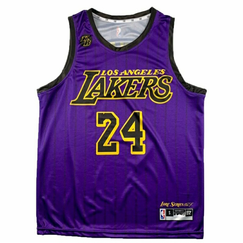 Ungu Kobe Bryant 籃球球衣洛杉磯洛杉磯湖人隊 24 NBA 紫色條紋紫色條紋上衣 T 恤服裝