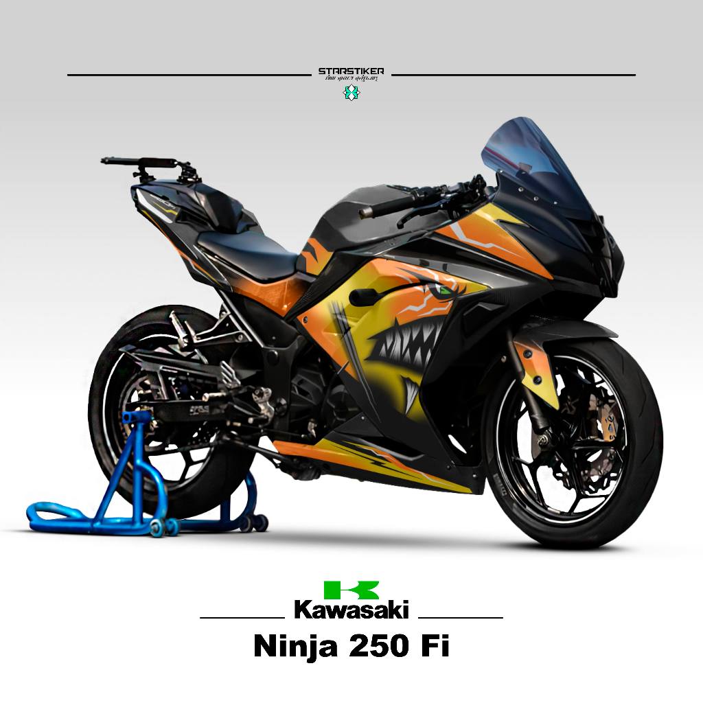 KAWASAKI 條紋 Semifull Ninja 250 Fi Motif 8 貼紙庫存貼花 Semifull 貼花