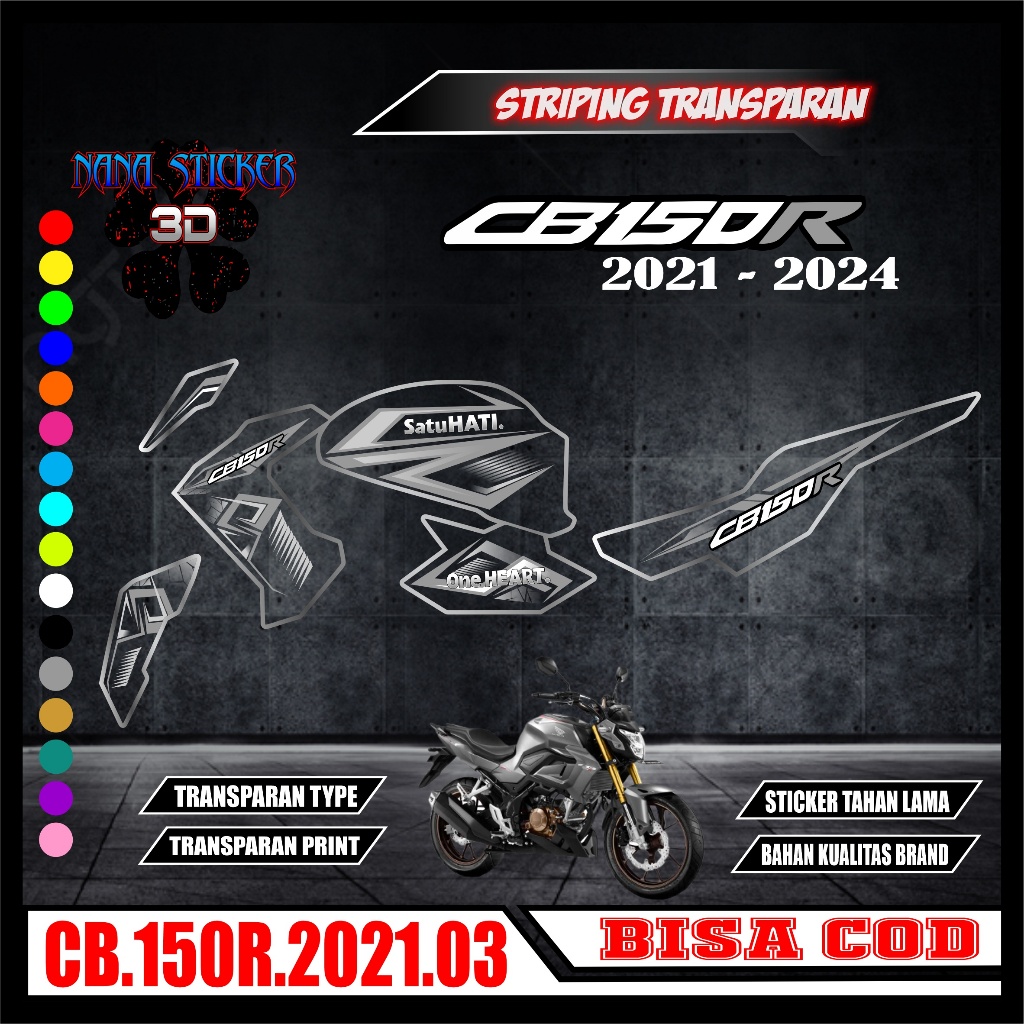 透明條紋 HONDA CB 150R 2021 變體貼紙清單車身摩托車貼紙 HONDA CB 150R 2021 COD