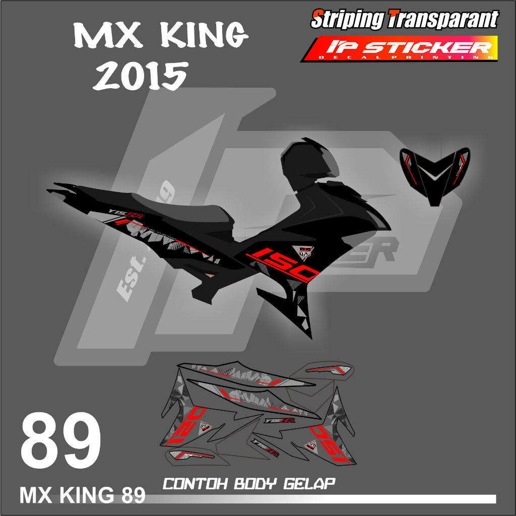 山葉 Mx KING 150 摩托車條紋貼紙 YAMAHA MX KING 貼紙清單簡單顏色變化的賽車設計全息圖和透明