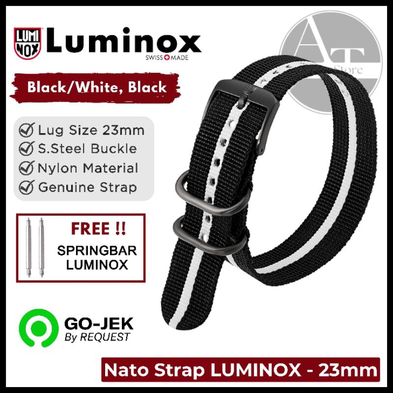 Nato 錶帶 Luminox 23 毫米黑色白色錶帶 Luminox ORIGINAL