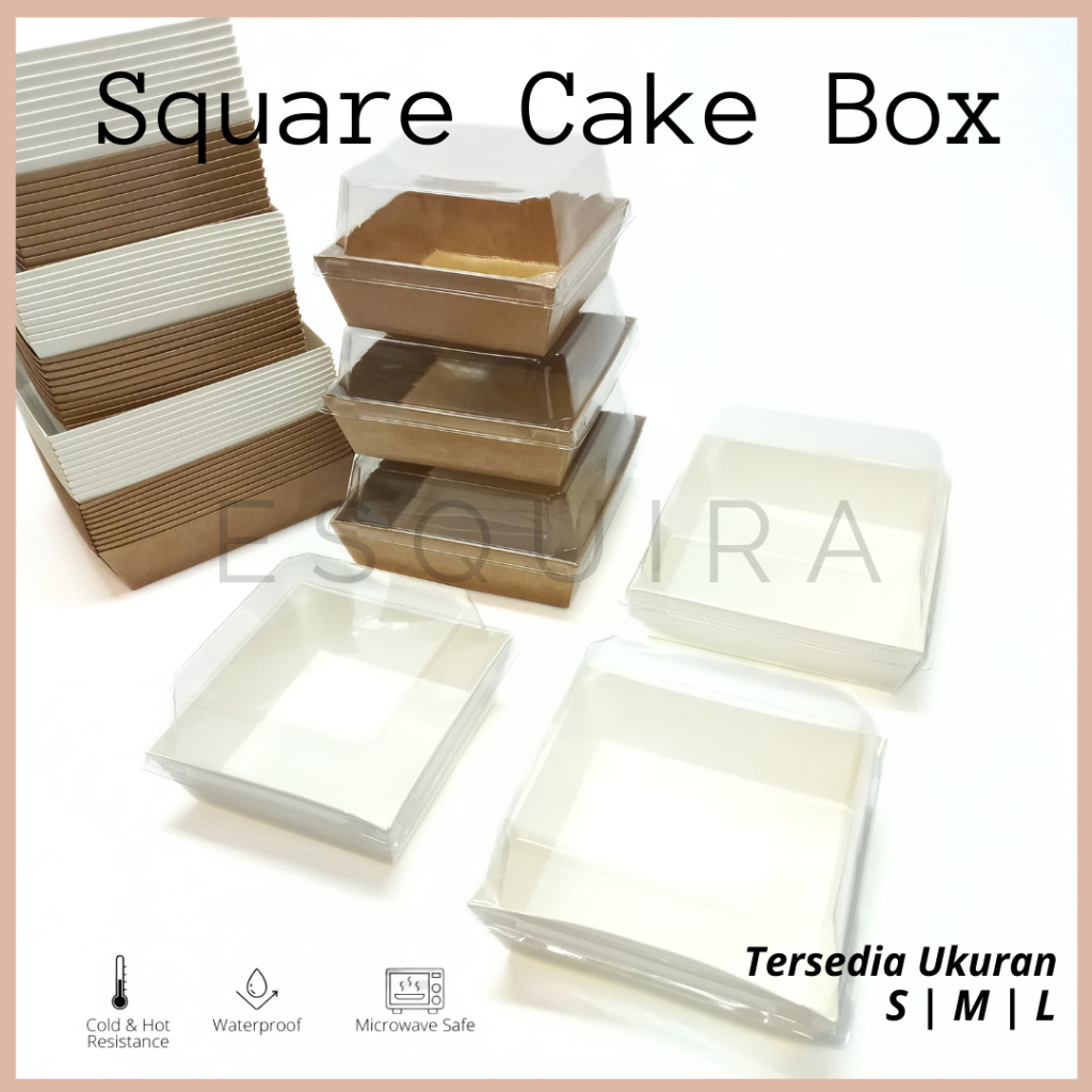 方形紙蛋糕盒托盤蓋透明 10 件