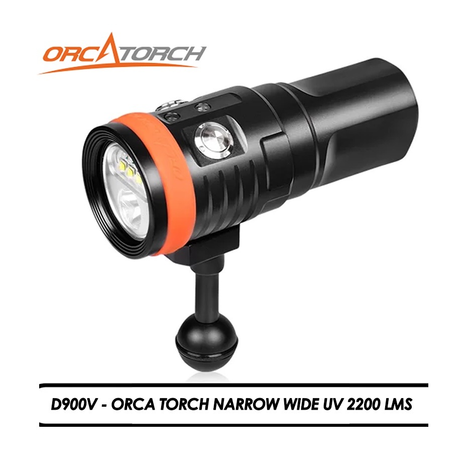 Torch Orca D900V 寬紫外線視頻燈和窄水肺潛水 2200 流明潛水手電筒