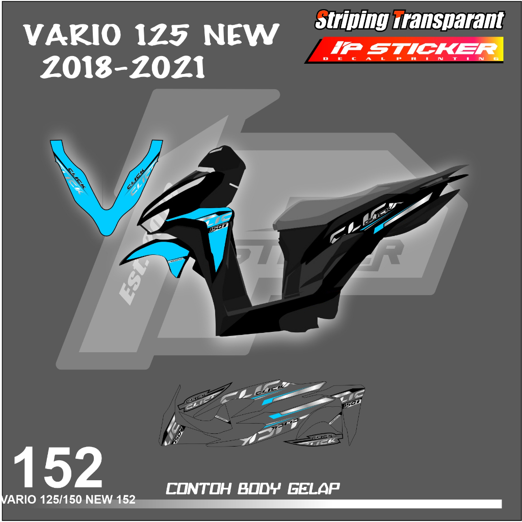 Vario 125/150 新 2018-2021 摩托車條紋貼紙 HONDA VARIO 150 新貼紙清單圖形簡單顏