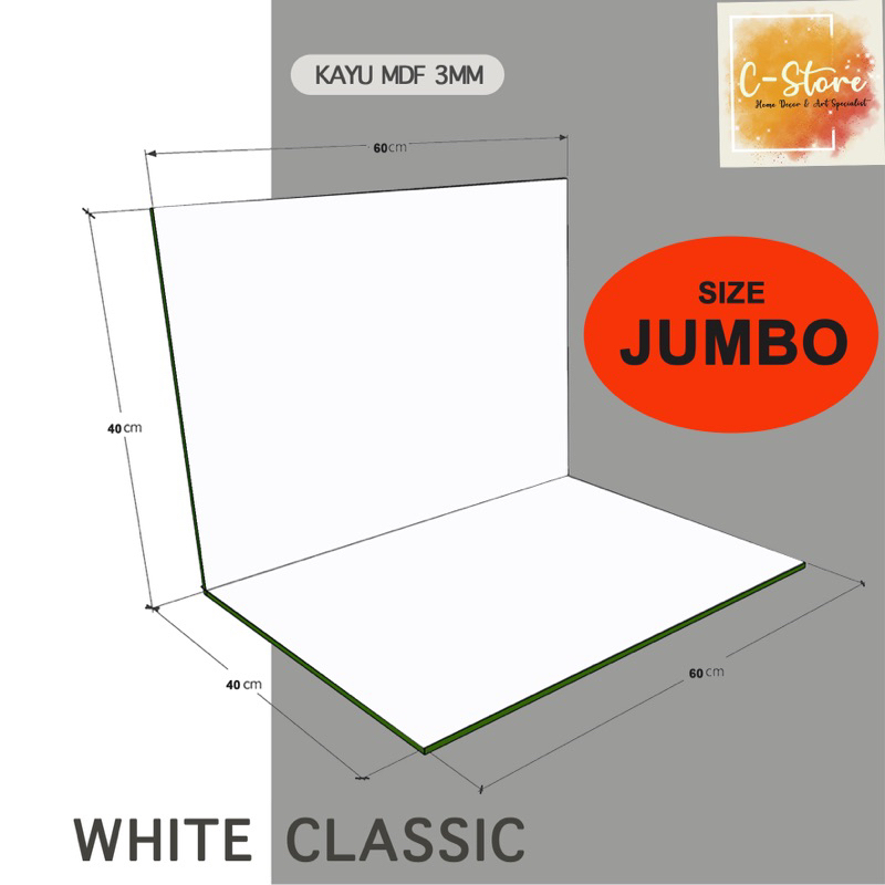 Hitam PUTIH Alas 產品照片折疊背景白色黑色經典 JUMBO 硬板 40cm x 60cm