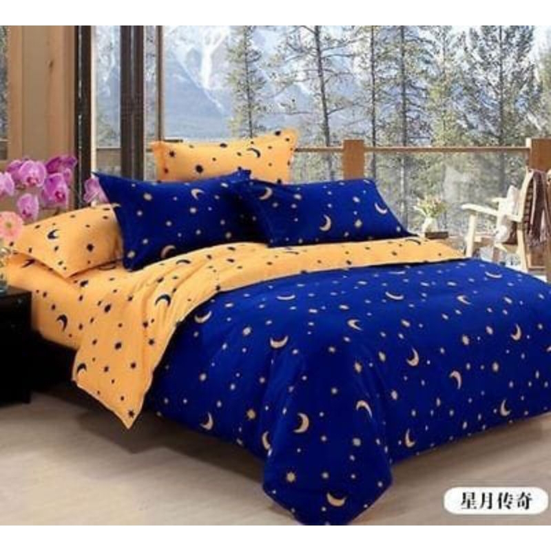帶月亮和星星圖案的床單英國 180x200/120x200 軟棉材料