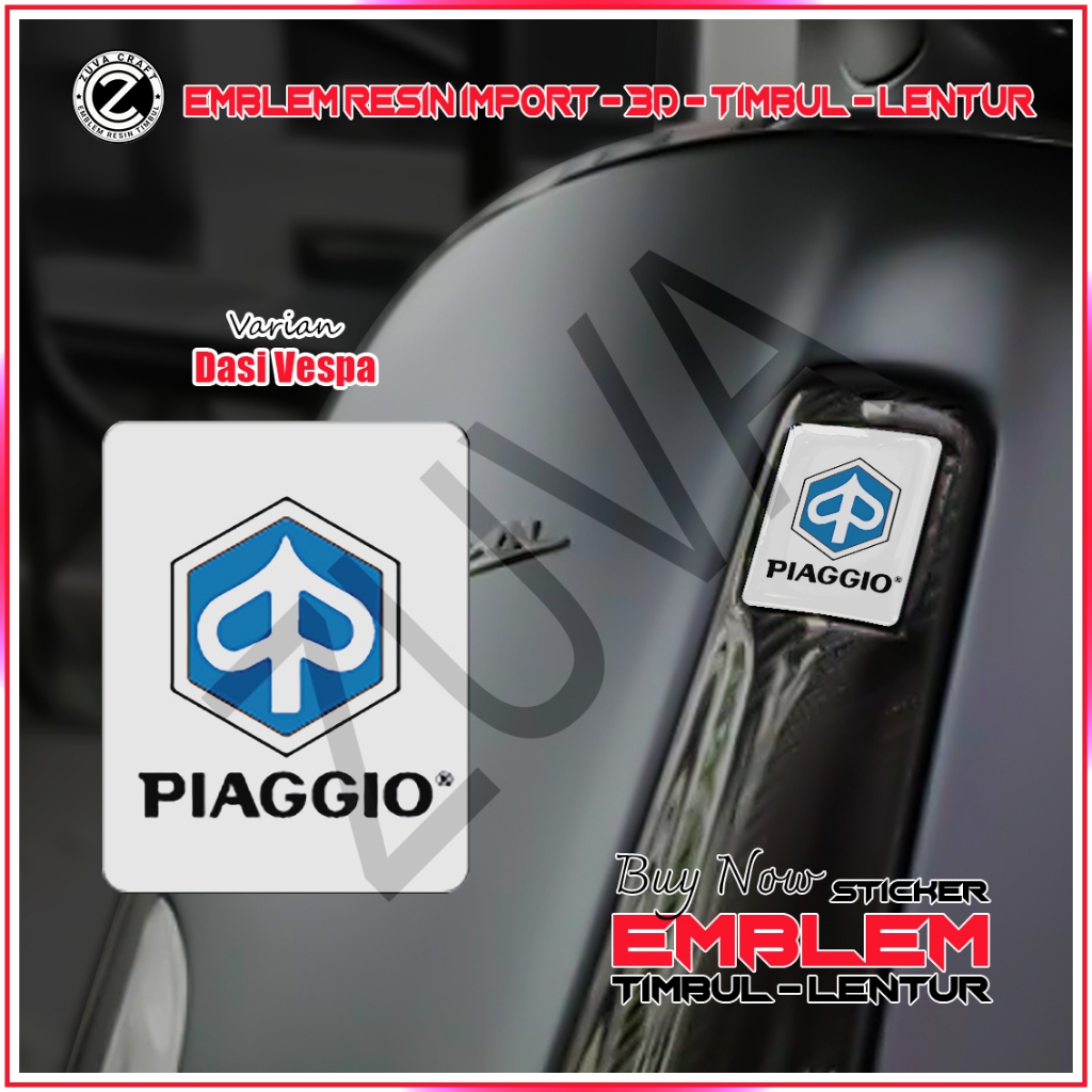 Putih Vespa EMBLEM 貼紙 PIAGGIO LOGO 六角白色徽章浮雕 Vespa 貼紙 Vespa 領