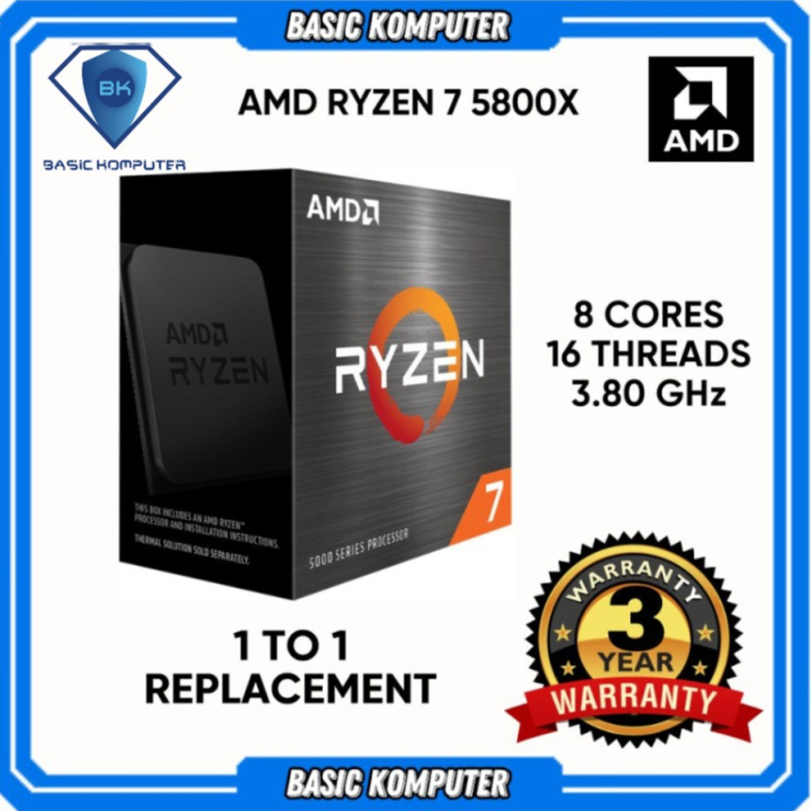 Amd RYZEN 7 5800X 3.8 GHz CPU 盒插座 AM4 3 年保修