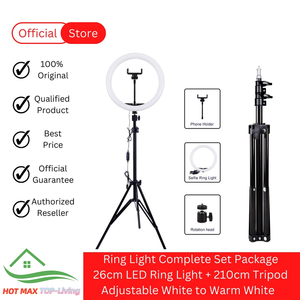 環形燈全套 LED 三腳架燈 210 厘米手機支架完整自拍套裝環形燈棒自拍三腳架