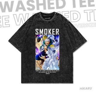 Hikaru Kaos Anime ONE PIECE SMOKER 超大水洗 T 恤 Stone Wash T 恤動漫