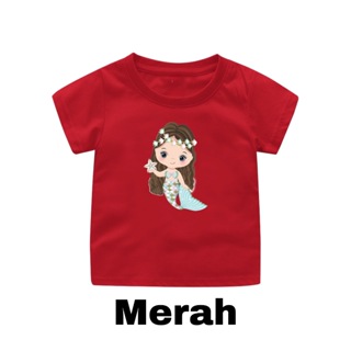 Katun 1-12 歲女孩 T 恤 LITTLE MERMAID 印花柔軟精梳棉