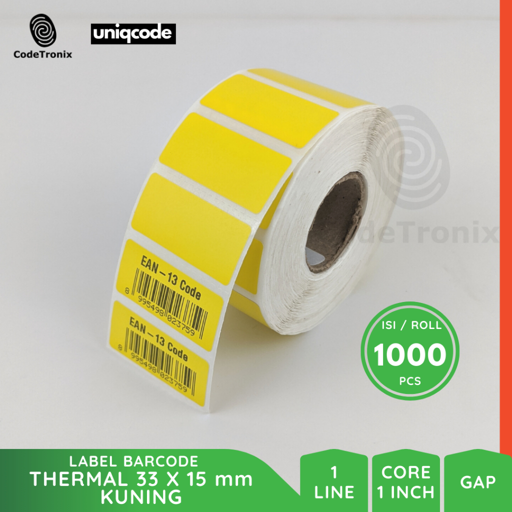 Uniqcode 標籤貼紙熱敏 33x15mm 1Line 1000pcs 彩色