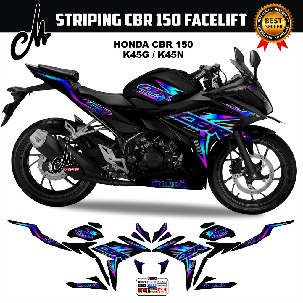 摩托車條紋貼紙 Honda Cbr 150 R 改款設計 X 貼紙貼花 Cbr150r K45g K45n 清單變化摩托