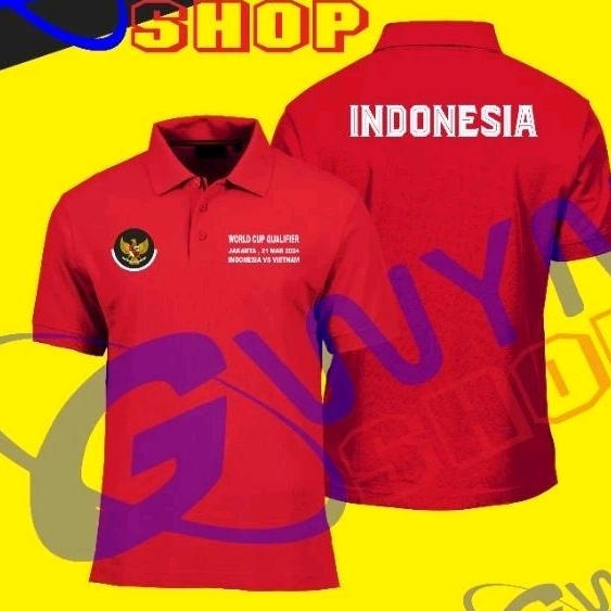 Putih HITAM MERAH Polo Shirt Jersey 印尼國家隊大戰越南世界杯預選賽下單時可寫顏色下單