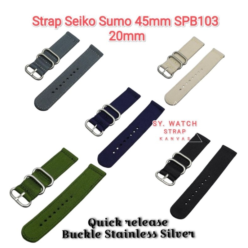 全新帆布 20 毫米錶帶 Seiko Sumo 45 毫米 SPB103 錶帶帆布快速釋放