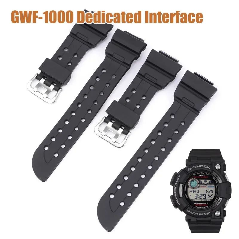 Hitam 錶帶適用於卡西歐 G-SHOCK FROGMAN GWF-1000 黑色