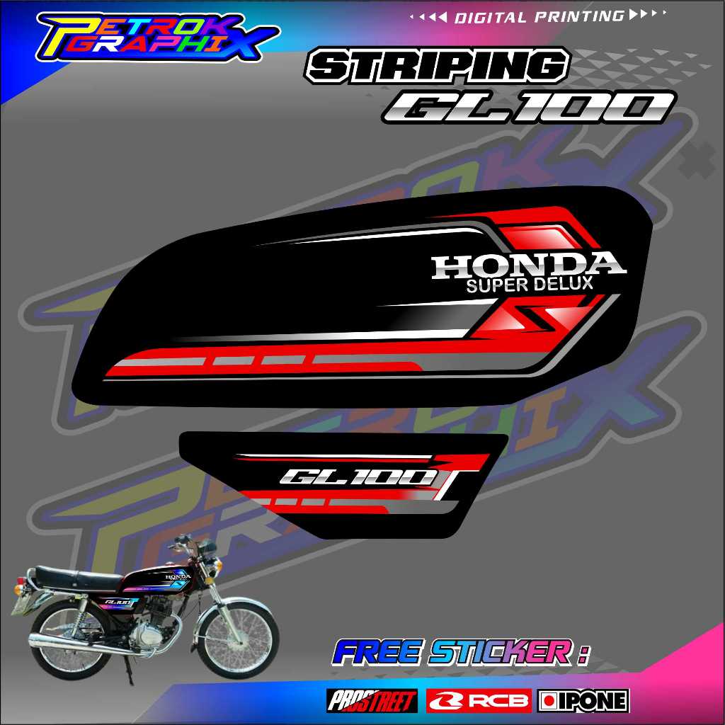 條紋變化 HONDA GL 100 STICKER LIST 變體摩托車 HONDA GL 100