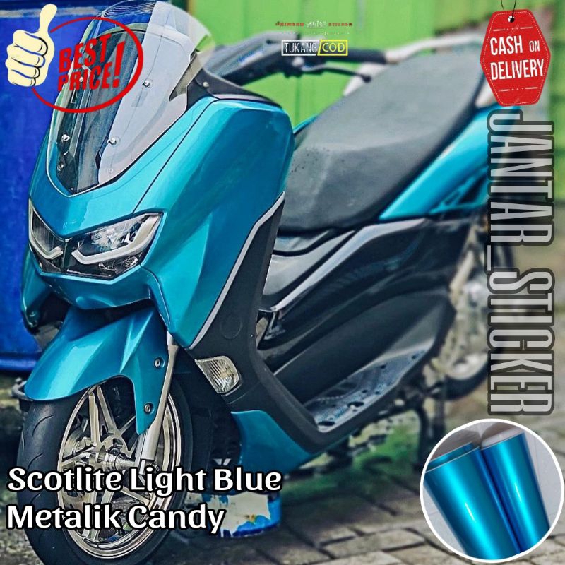 Relaxa Candy 淺藍色金屬糖果高級貼紙淺藍色摩托車貼紙糖果藍天藍貼紙淺藍色糖果
