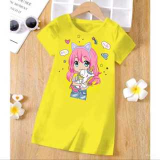Amerta Store girls negligee 獨角獸娃娃圖案 2-13 歲 DTF 女孩連衣裙,獨角獸娃娃圖案