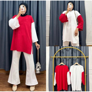Merah PUTIH Oversize Combi 特別紅白版 T 恤