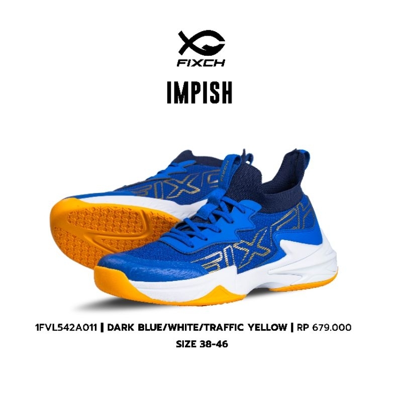 Fixch IMPISH 深藍/白/交通黃碼 1fvl542a011 最新完整原裝 FIXCHS VOLLEY 鞋款原裝