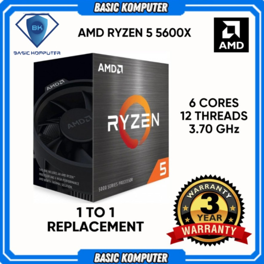 Amd RYZEN 5 5600X 3.7 GHz CPU 盒插座 AM4 3 年保修