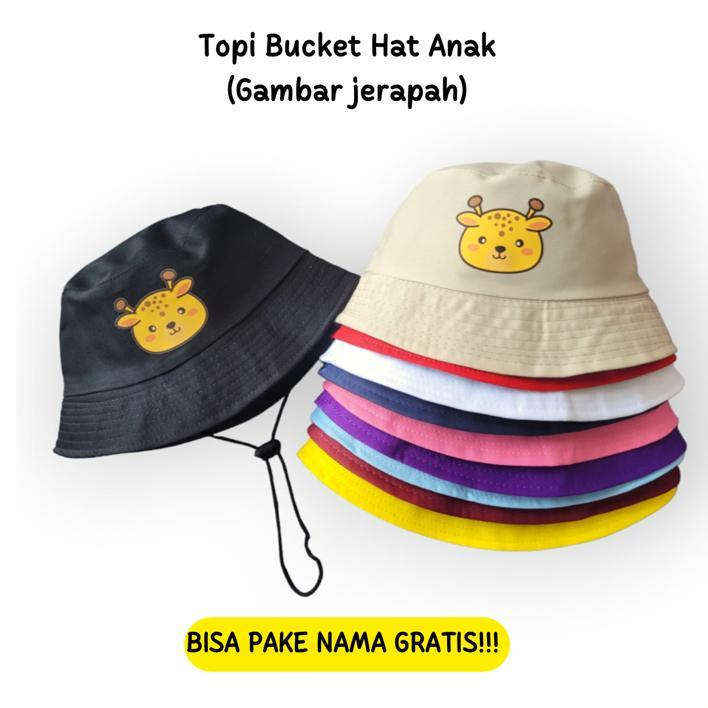 長頸鹿角色肩帶兒童漁夫帽 1-8 歲男孩和女孩可以使用名稱