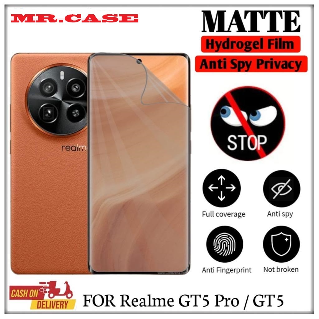 防刮水凝膠隱私啞光 Realme GT5 Pro GT5 GT5 240W 屏幕保護膜