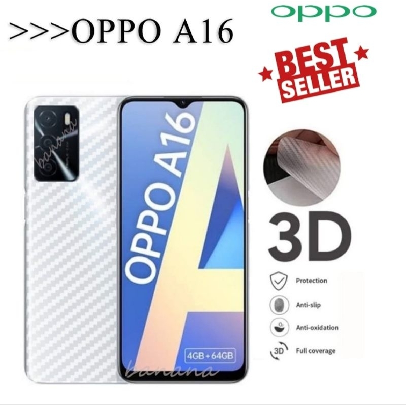 Garskin Carbon Oppo A16 皮膚背部防刮抗真菌