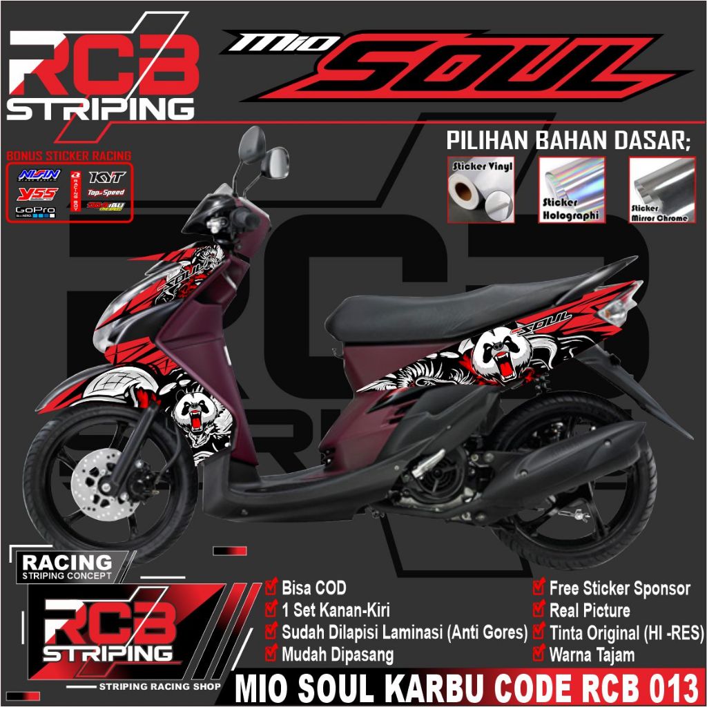 山葉 簡單剝離 YAMAHA SOUL 化油器條紋 MIO SOUL 化油器變體 PANDA RACING RCB 01