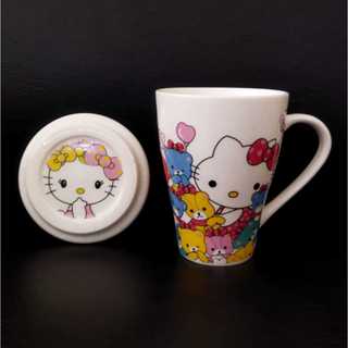 全新 HASEYO GIFT SHOP 馬克杯玻璃杯 Hello Kitty 杯子高度包括蓋子 12.5 厘米