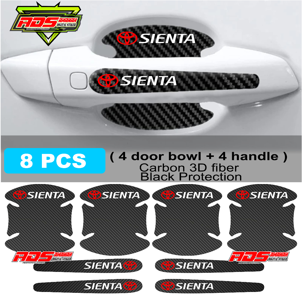 8 件裝最新豐田 Sienta 車門把手保護器碳貼紙