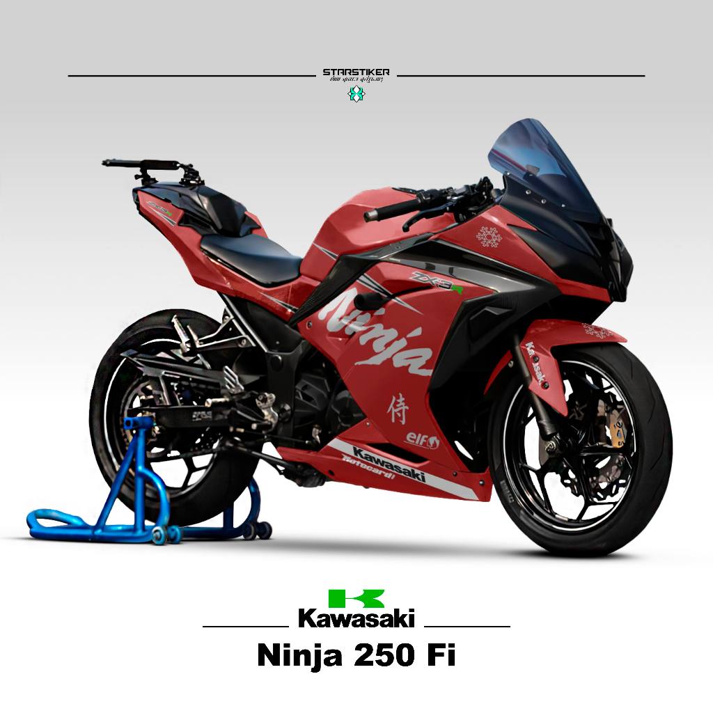 KAWASAKI 條紋 Semifull Ninja 250 Fi Motif 3 貼紙庫存貼花 Semifull 貼花