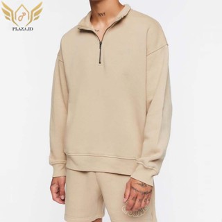 半拉鍊毛衣外套毛衣領組合BEIGE Oversize S-6XL