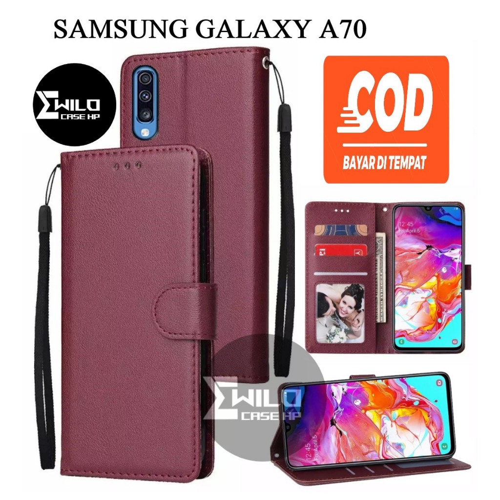 SAMSUNG Hp 保護套翻蓋錢包三星 Galaxy A70 高級皮革翻蓋錢包保護套/手機錢包保護套
