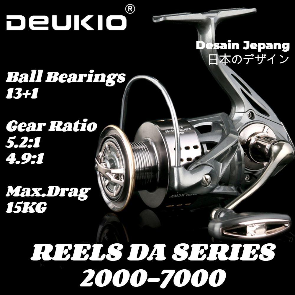 Deukio DA 漁線輪動力單向手柄金屬漁線輪旋轉手柄金屬杯萬向輪齒輪比 5.2:1 4.9:1 13 1 滾珠軸承最