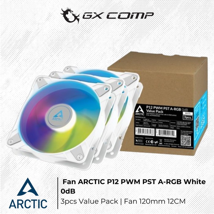 風扇 ARCTIC P12 PWM PST A-RGB 白色 0dB 3pcs 超值包風扇 120mm 12CM