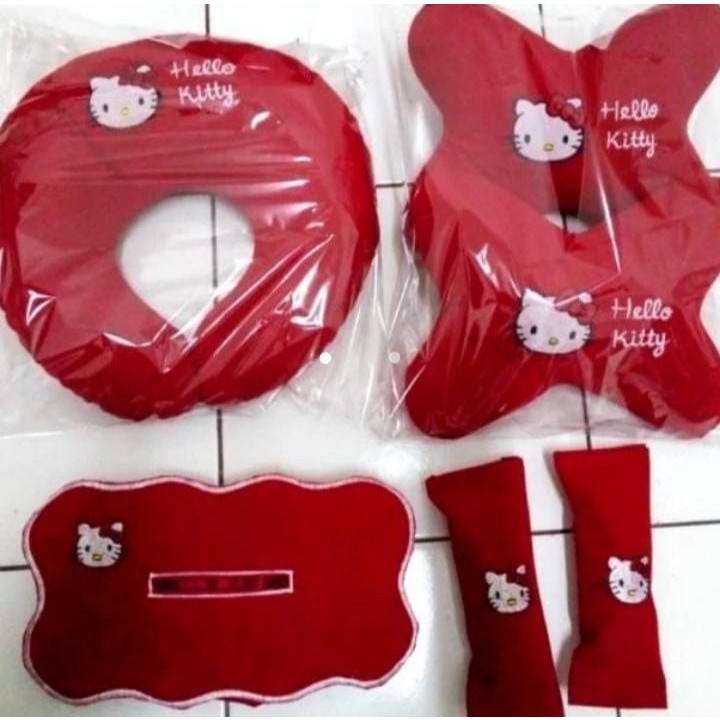 內飾變化配件汽車枕頭頭枕 Hello Kitty 刺繡頭枕