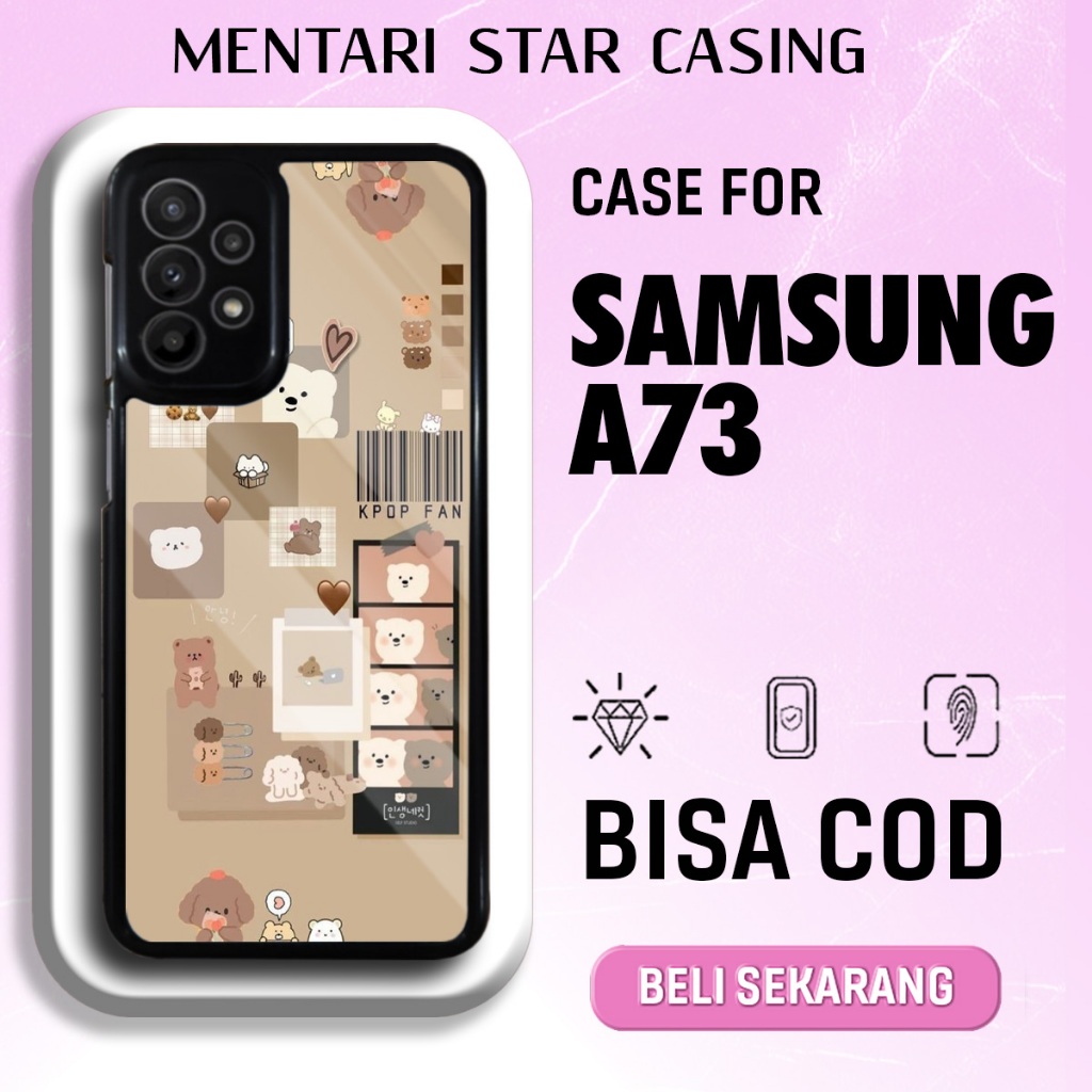 Case hp samsung a73 圖案可愛手機殼軟殼硬殼高級光面最新 mentari 手機殼