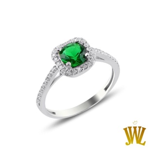 珠寶方形戒指祖母綠銀戒指女士銀 925 真祖母綠石方形戒指