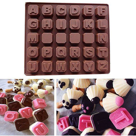 矽膠模具巧克力軟糖果凍冰字母大寫字母盒