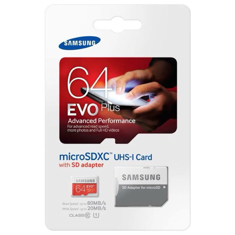 SAMSUNG 存儲卡 MMC Micro SD 三星 64GB MicroSD Evo Plus 帶適配器 64GB