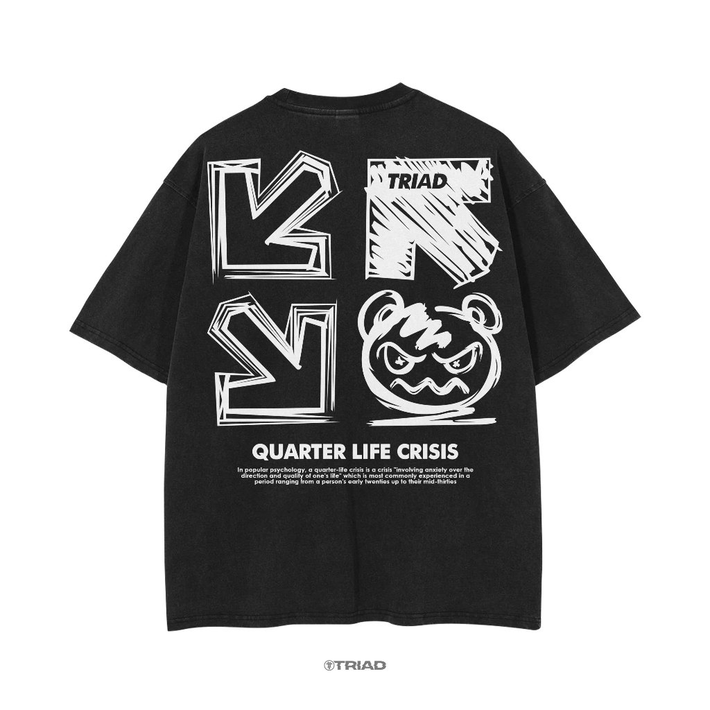 Hitam Triad Kaos Glow In The Dark Quarter Life Crisis 黑色 T 恤