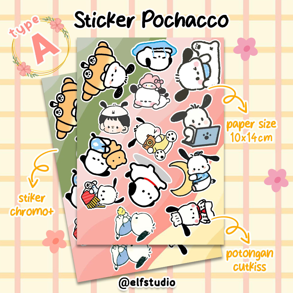 Pochacco 貼紙包 Pochacco 三麗鷗美學裝飾 Tumblr 貼紙小狗日記本