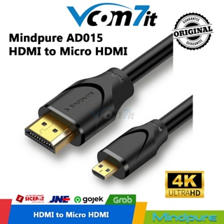 Mindpure Micro HDMI 轉 HDMI 4K 電纜鍍金黑色 1.5m