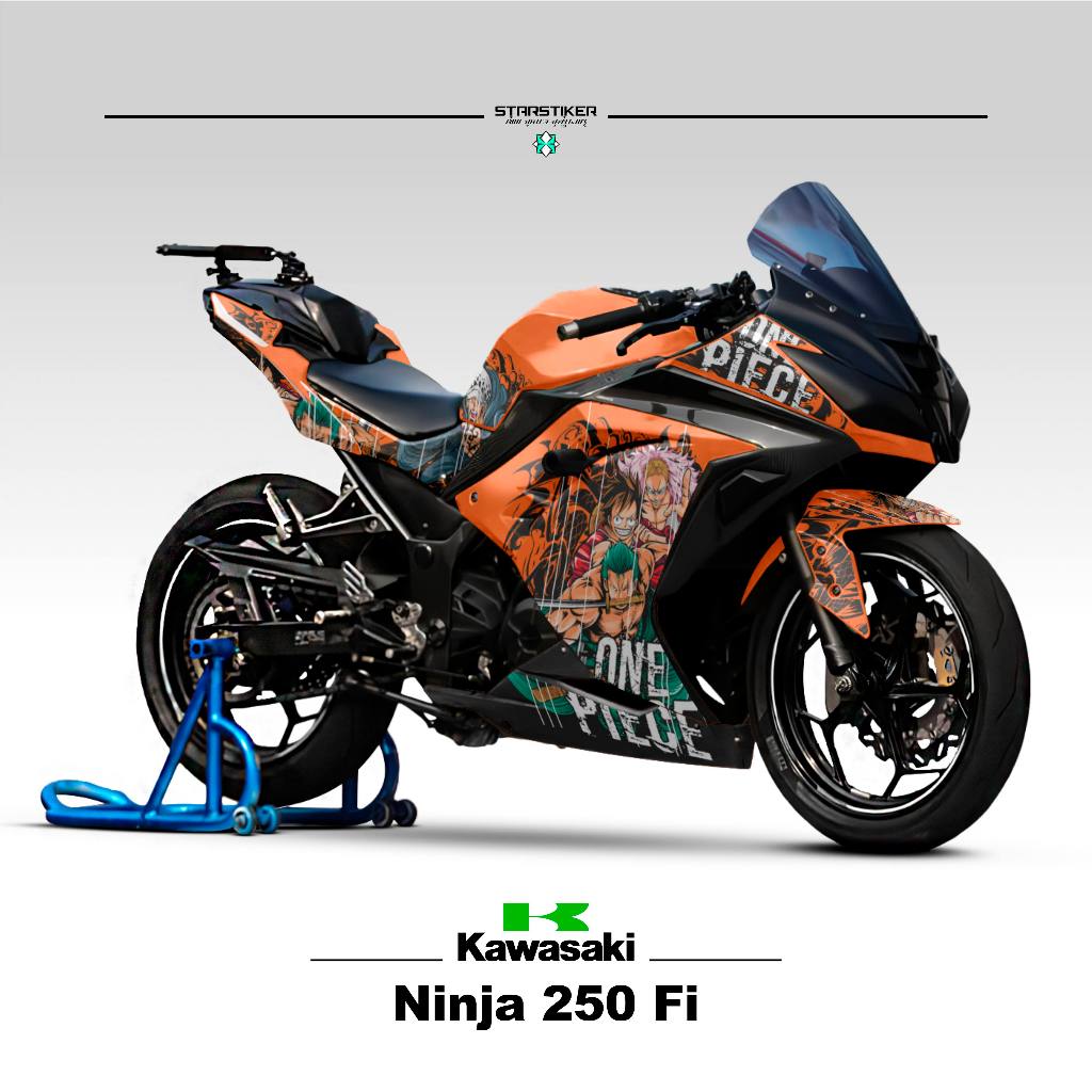 KAWASAKI 條紋 Semifull Ninja 250 Fi Motif 33 貼紙庫存貼花 Semifull 貼